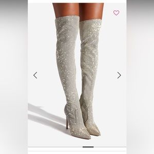 Thigh high sparkly boots Wide Calf